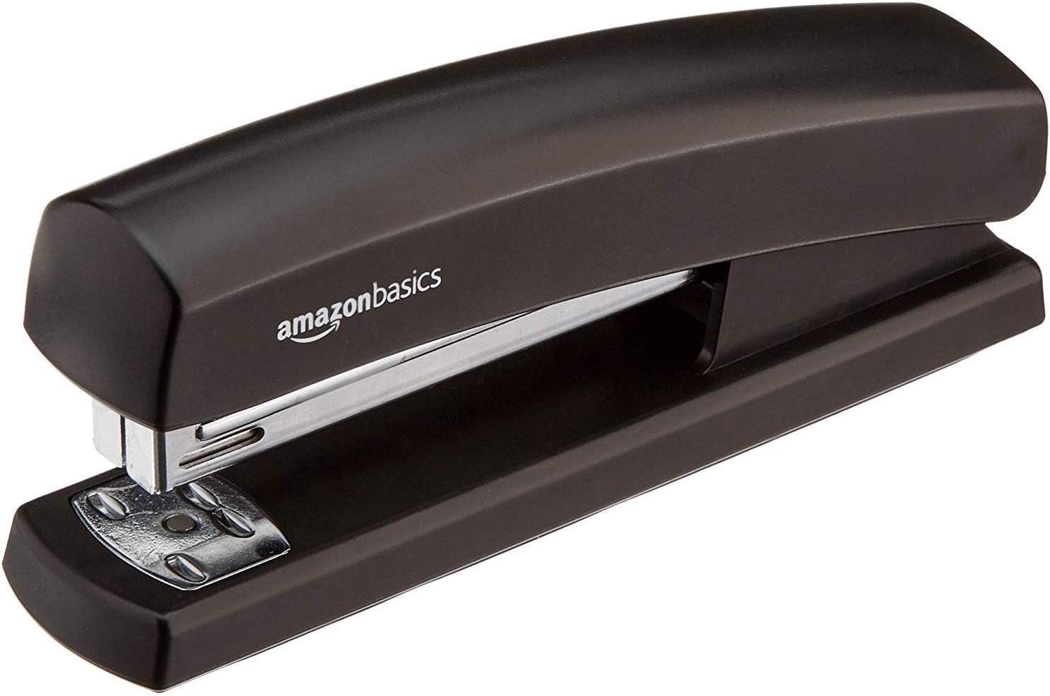 Amazon Basics Hefter mit 1000 Klammern, 10-Blatt-Kapazität, rutschfester Gummifuß, Heim, Büro, Schwarz