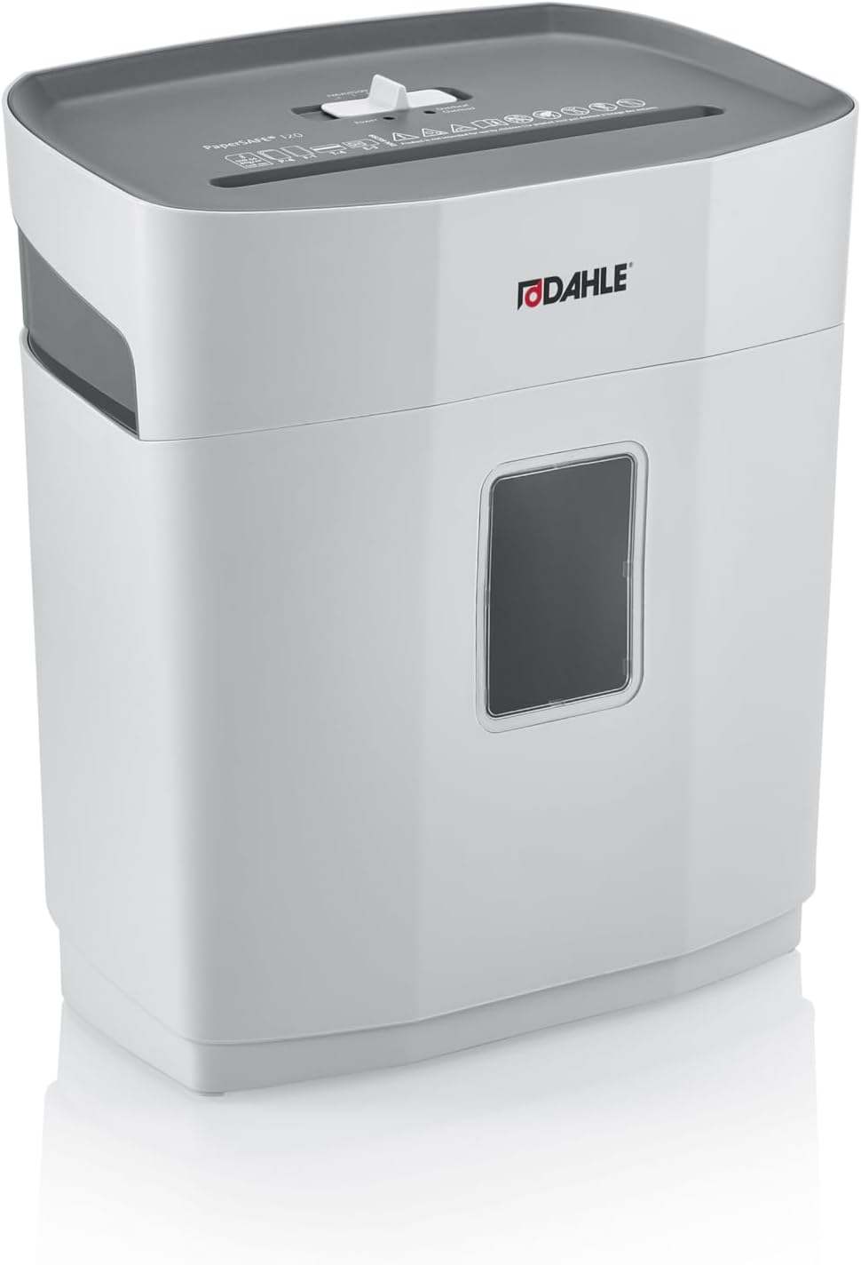 Dahle PaperSAFE PS 120 Aktenvernichter (8 Blatt, Sicherheitsstufe P4, Partikelschnitt, öl- und wartungsfrei, 12 Liter) grau