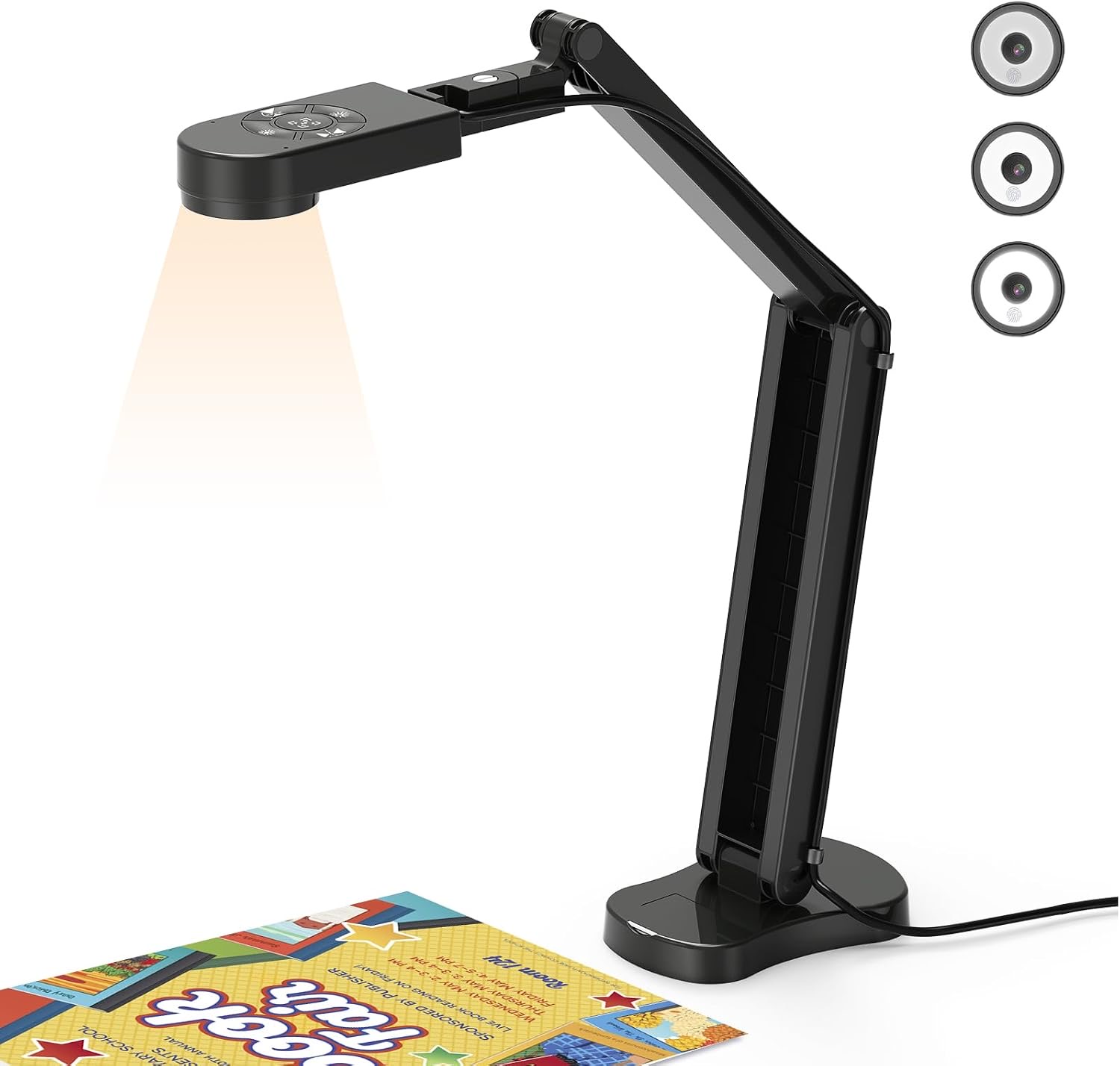 THUSTAND 8MP Dokumentenkamera & Webcam 4K, 2448P Visualizer, Vorlagen bis A3 mit 3-Stufen-LED-Li...
