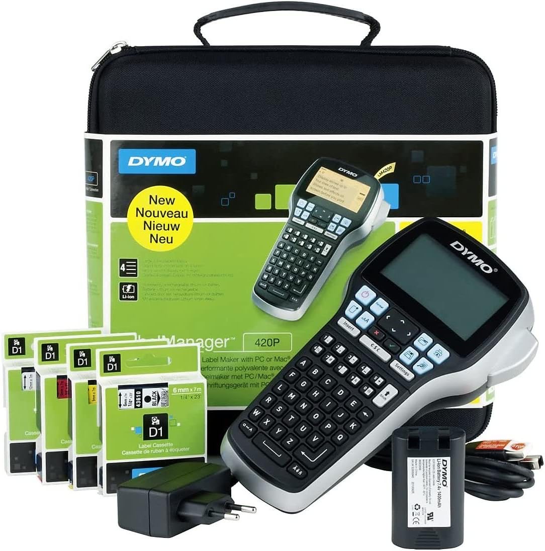 DYMO LabelManager 420P Beschriftungsgerät im Koffer | Tragbares Etikettiergerät mit ABC Tastatur…