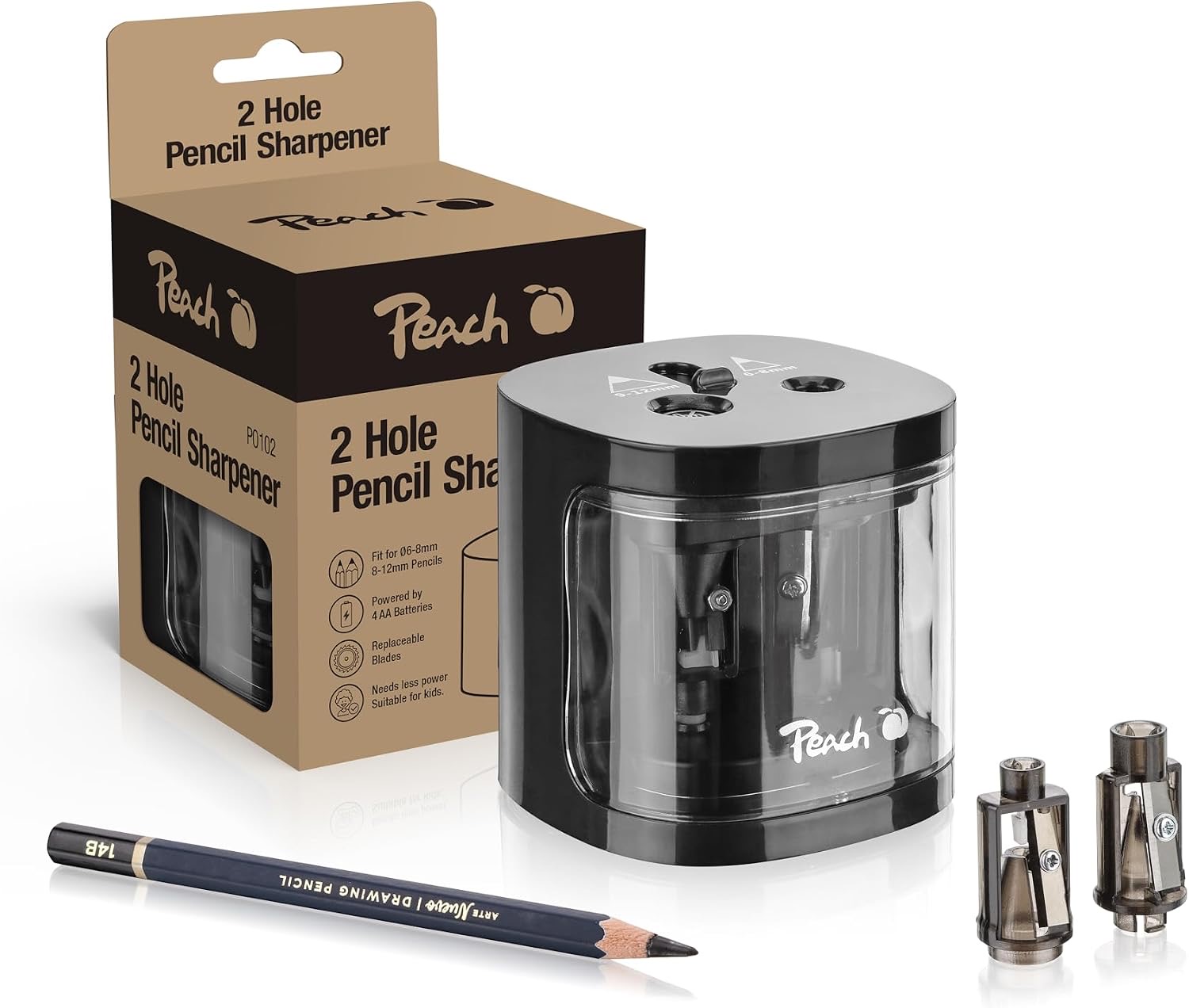 Peach elektrischer Anspitzer Schwarz