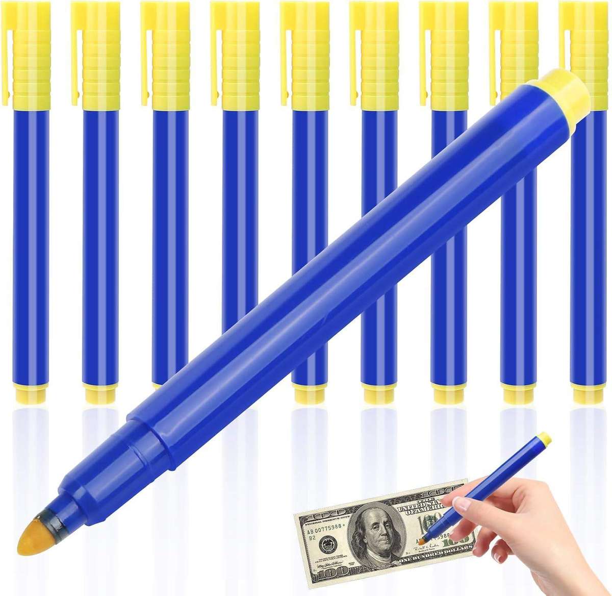 10 Stück Geldscheinprüfer Stift,Falschgeld Prüfer Stift Euro Geldprüfstift