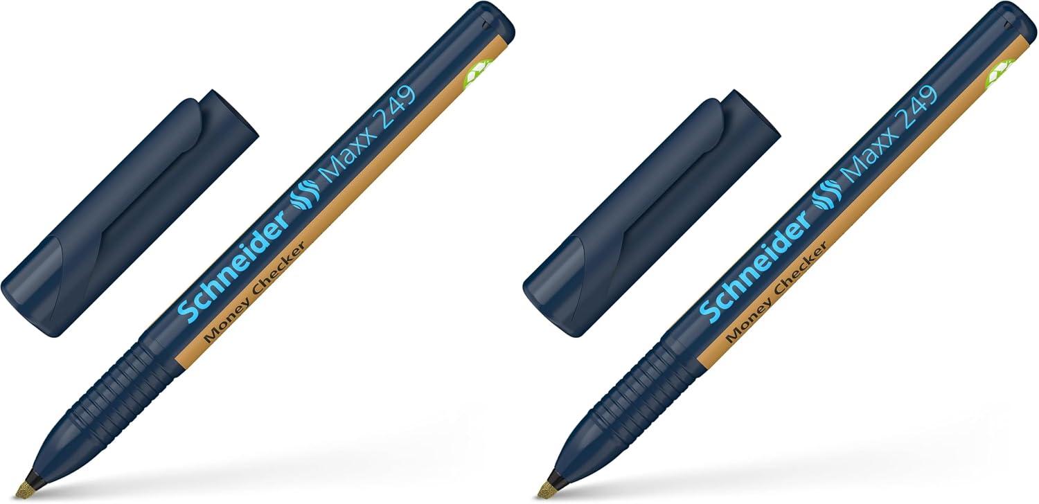 Schneider 124900 Maxx 249 Money Checker (Strichstärke: 1+3 mm, Geldschein-Prüfstift) 1 Stück (Packung mit 2)