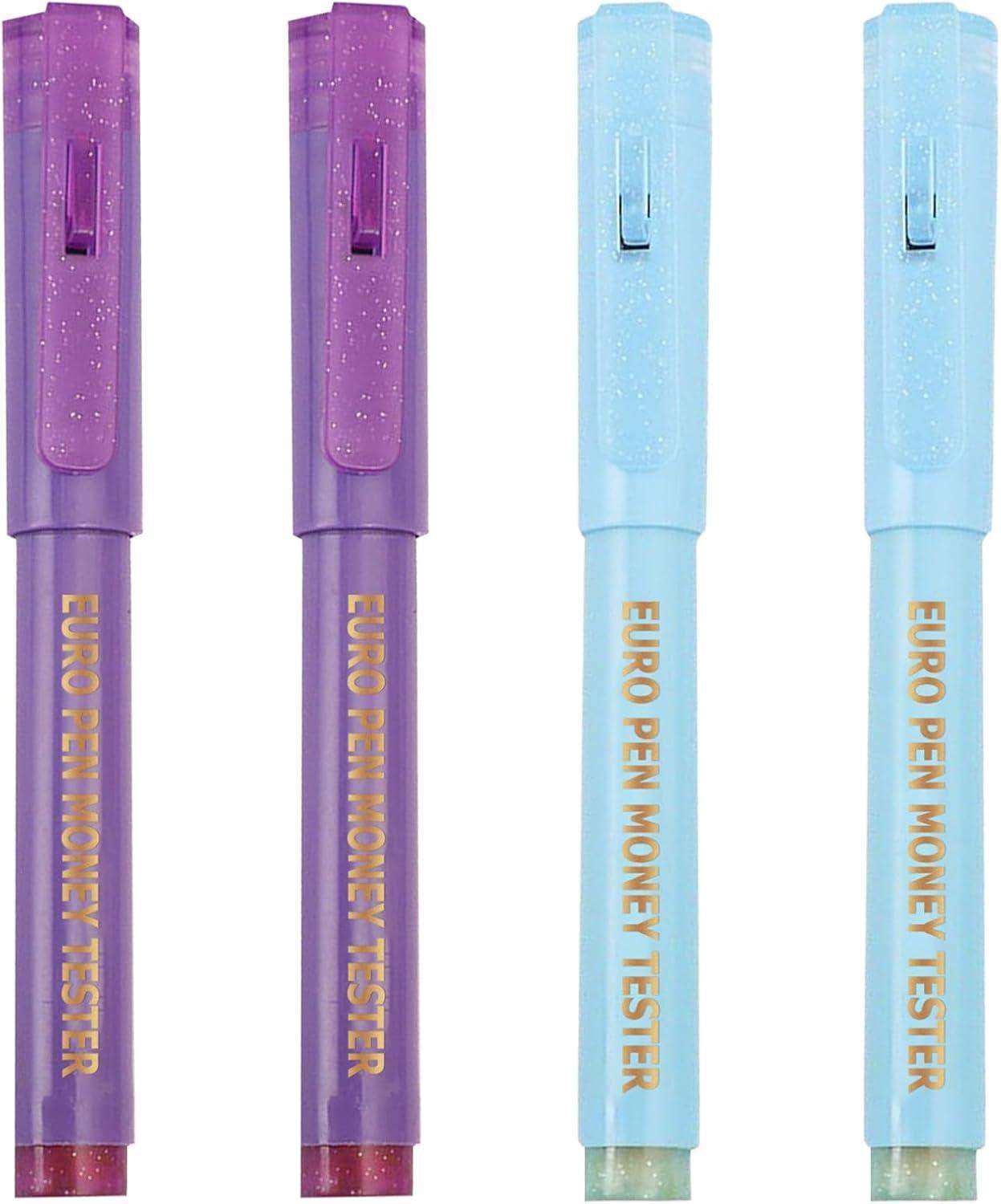 TaimeiMao 4 Stück Geldprüfer Stift, Geldscheinprüfstift Prüfstift mit UV-Lampe, Geldscheinpr…