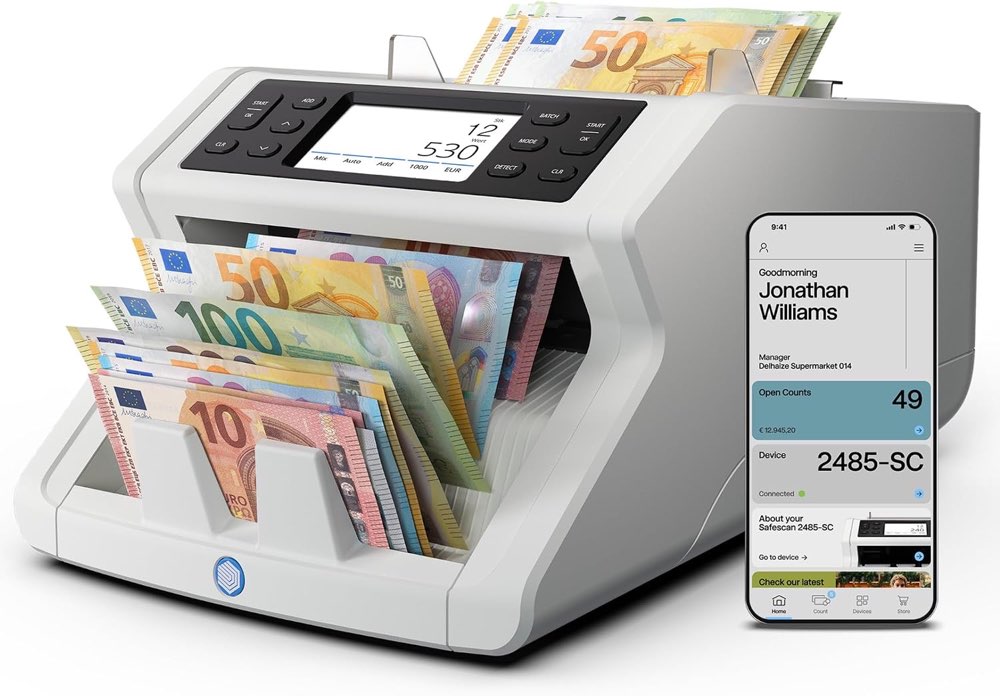 Safescan 2485-SC Geldzählmaschine - Banknotenzähler Banknoten Wertzähler