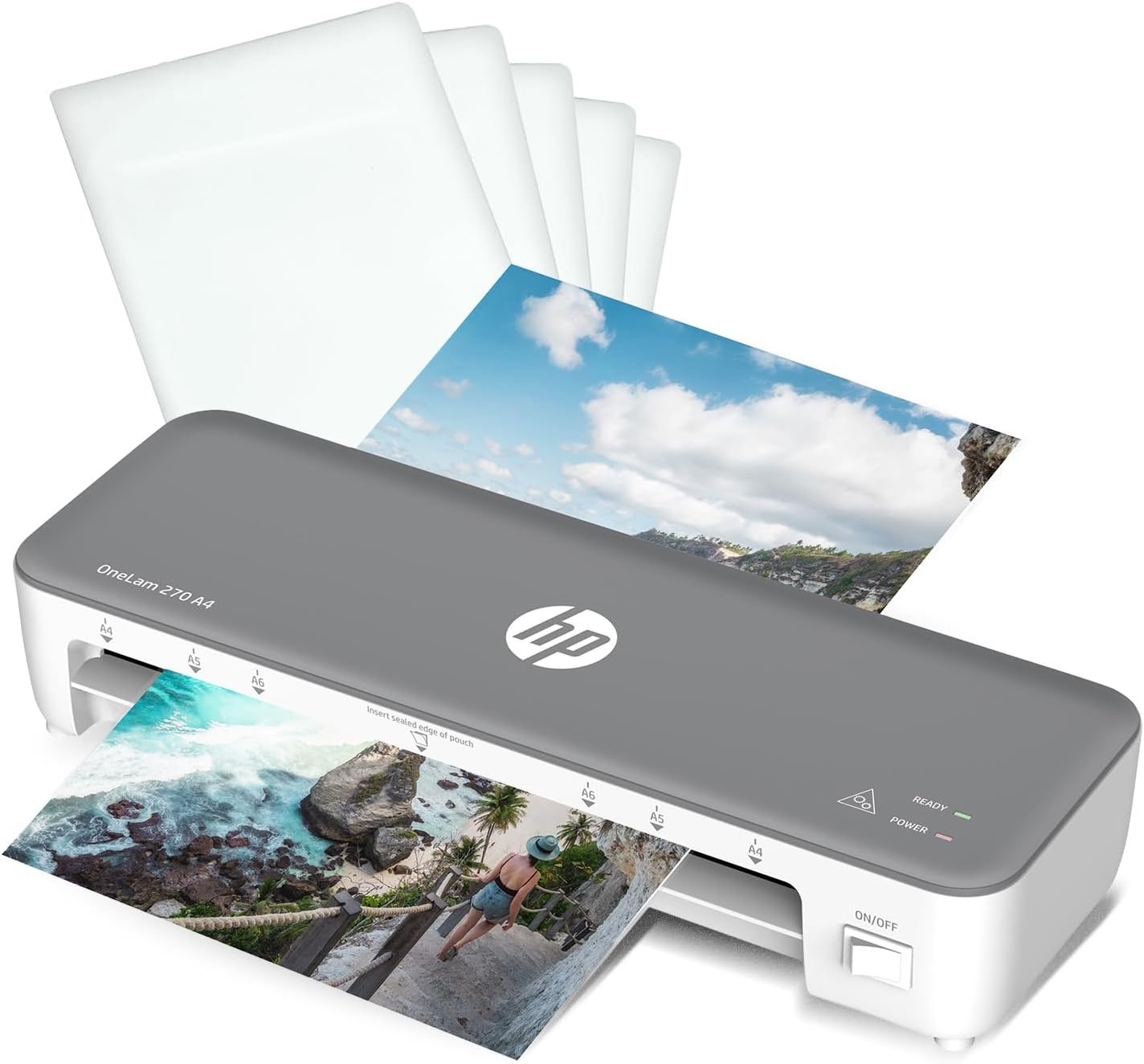 HP OneLam 270 Laminiergerät A4 mit Laminierfolien | Kompakter Laminator