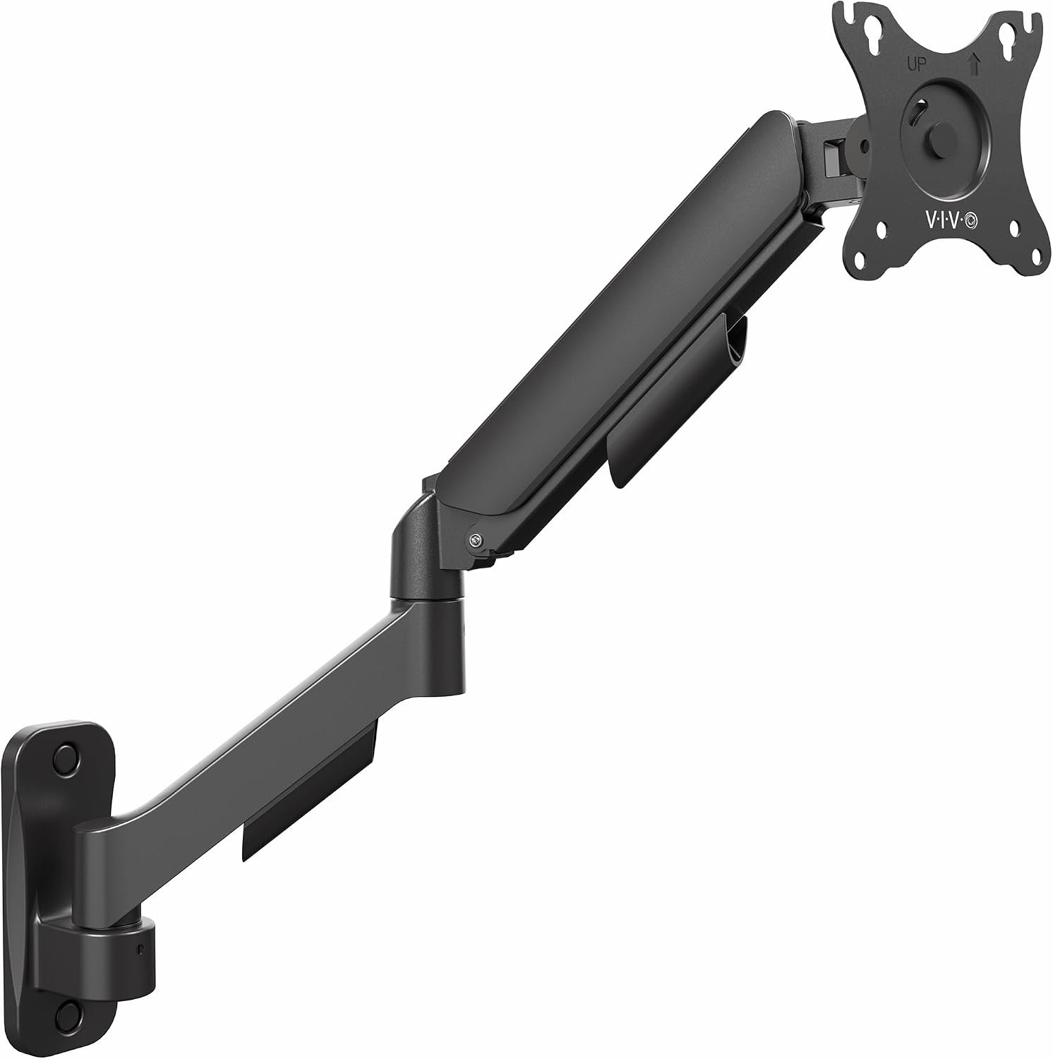 VIVO MOUNT-V001G Höhenverstellbare, pneumatische, verlängerte Arm, Einzel-Monitorwandhalterung, voll beweglich, passend für 43,2 bis 27 Zoll Bildschirm, Schwarz