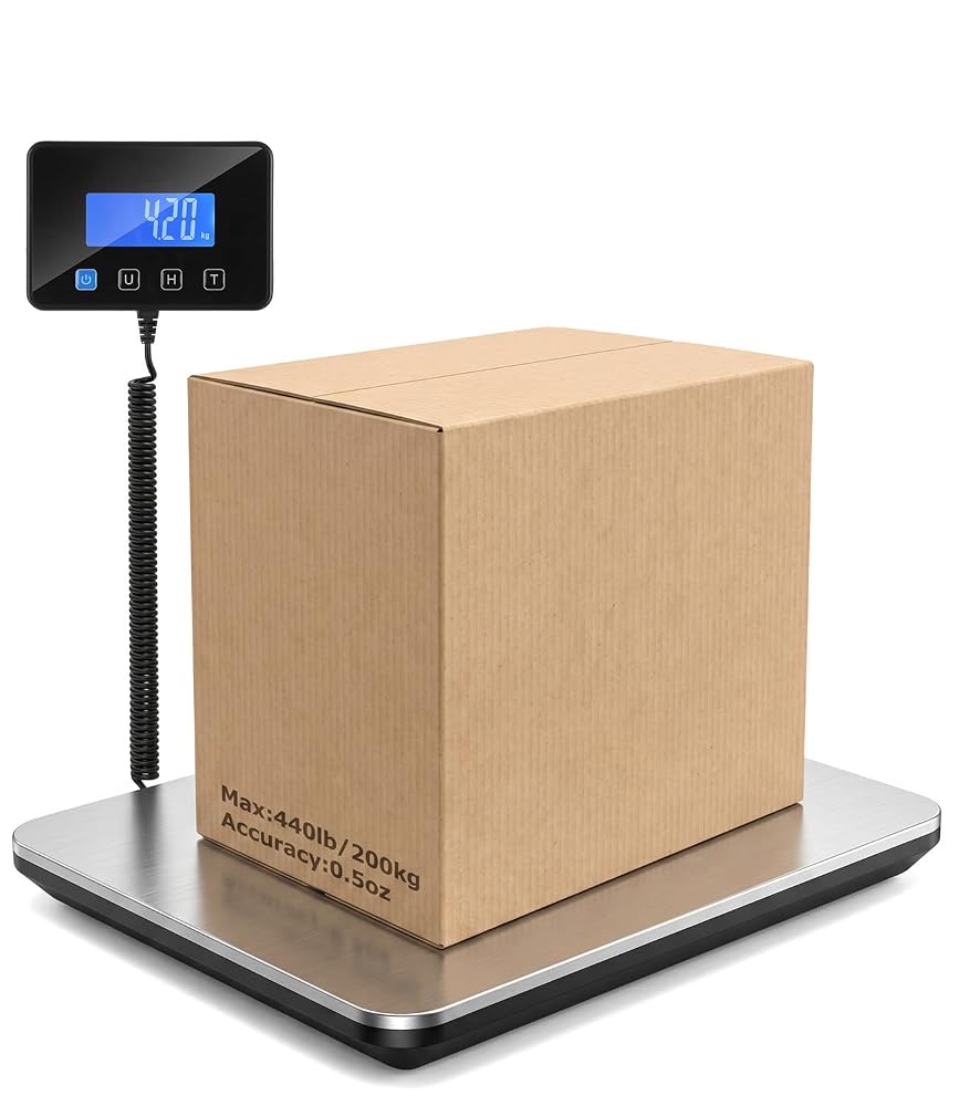 Paketwaage 200 kg, 10 g, digitale Plattformwaage, Edelstahl, LCD