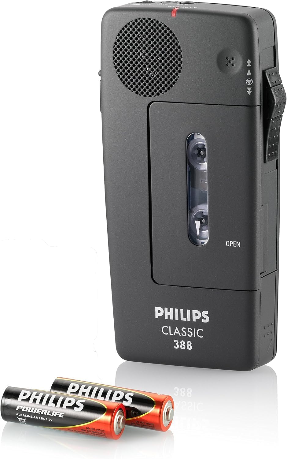 Philips LFH0388 Analoges Mini-Kassetten Diktiergerät 30 Mini-Kassette, Handschlaufe, anthrazit
