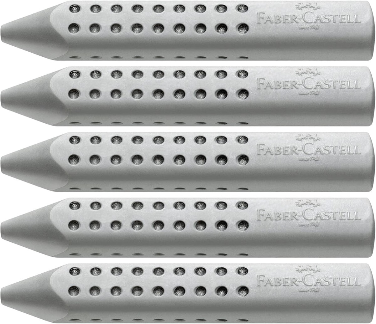 Faber-Castell Faber-Castell - Radiergummi Grip 2001 Grau, 5 Dreieckradierer PVC-frei