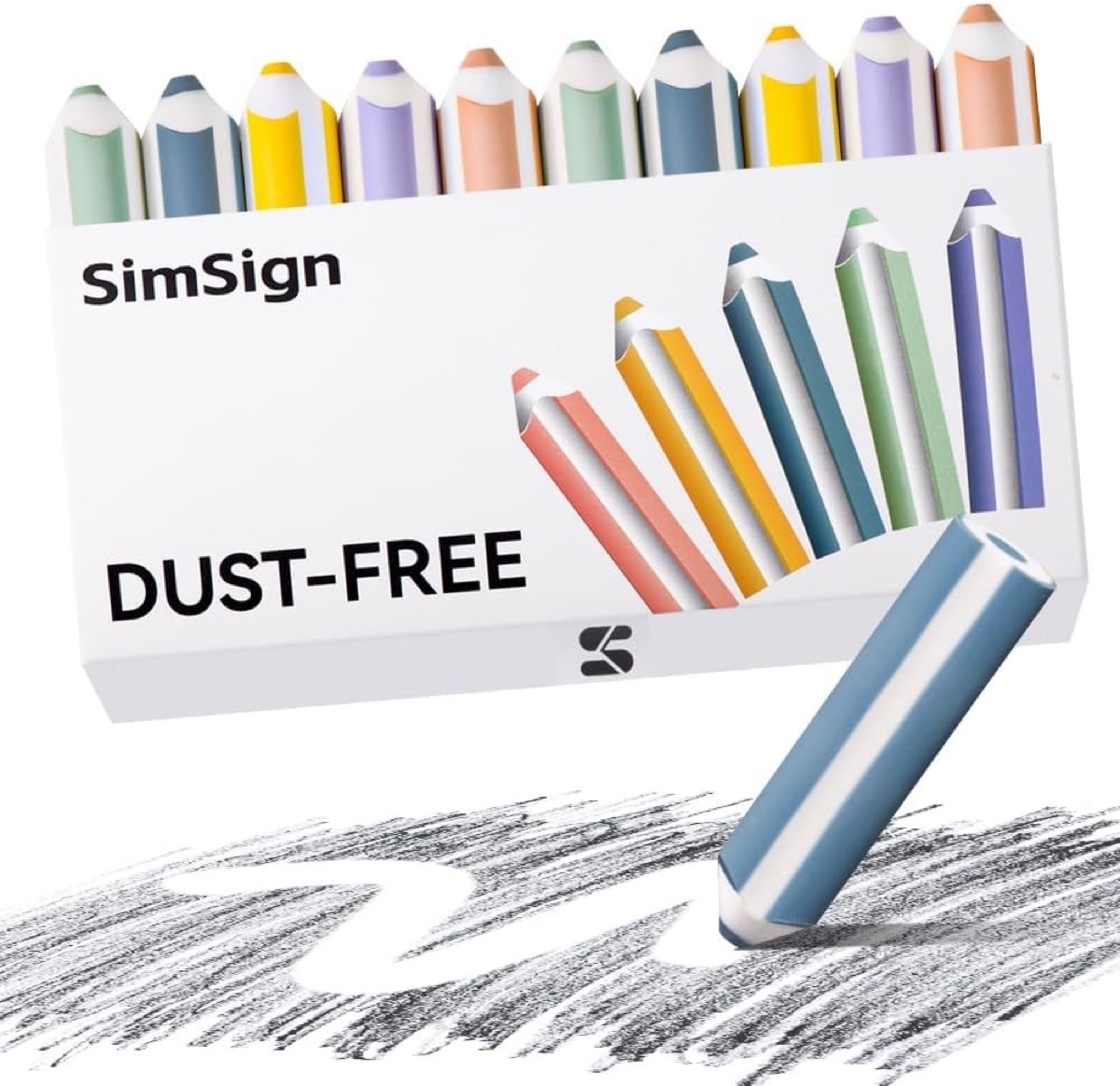 SimSign Bleistiftförmige Radiergummi, Staubfreie Radierer, Bunte Radiergummis mit Ergonomischem Dreieck-Design, Eraser, Radiergummi Schule, 10 Stück in 5 Farben - Produktbild