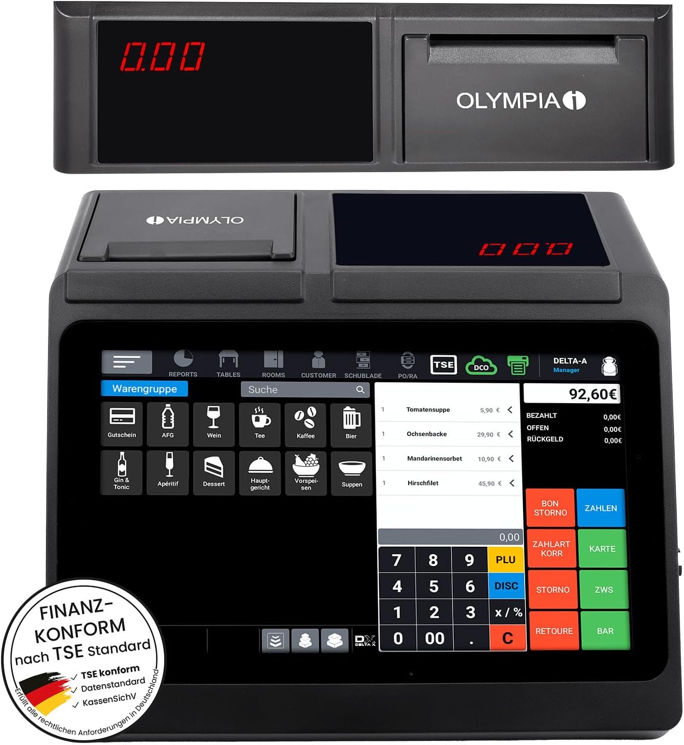 Olympia Olympia T110 Registrierkasse Touch | Kasse für Gastronomie & Handel