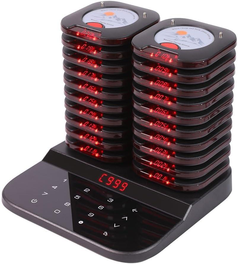 KZH Pager Rufsystem Restaurant, Aufrufsystem 1000 Meters, 20 Pager System, 7 Anrufmodi, Mit Stopp Button, Auswechselbare Aufkleber, Buzzer Gastronomie für Konditorei, Hotel, Kneipen