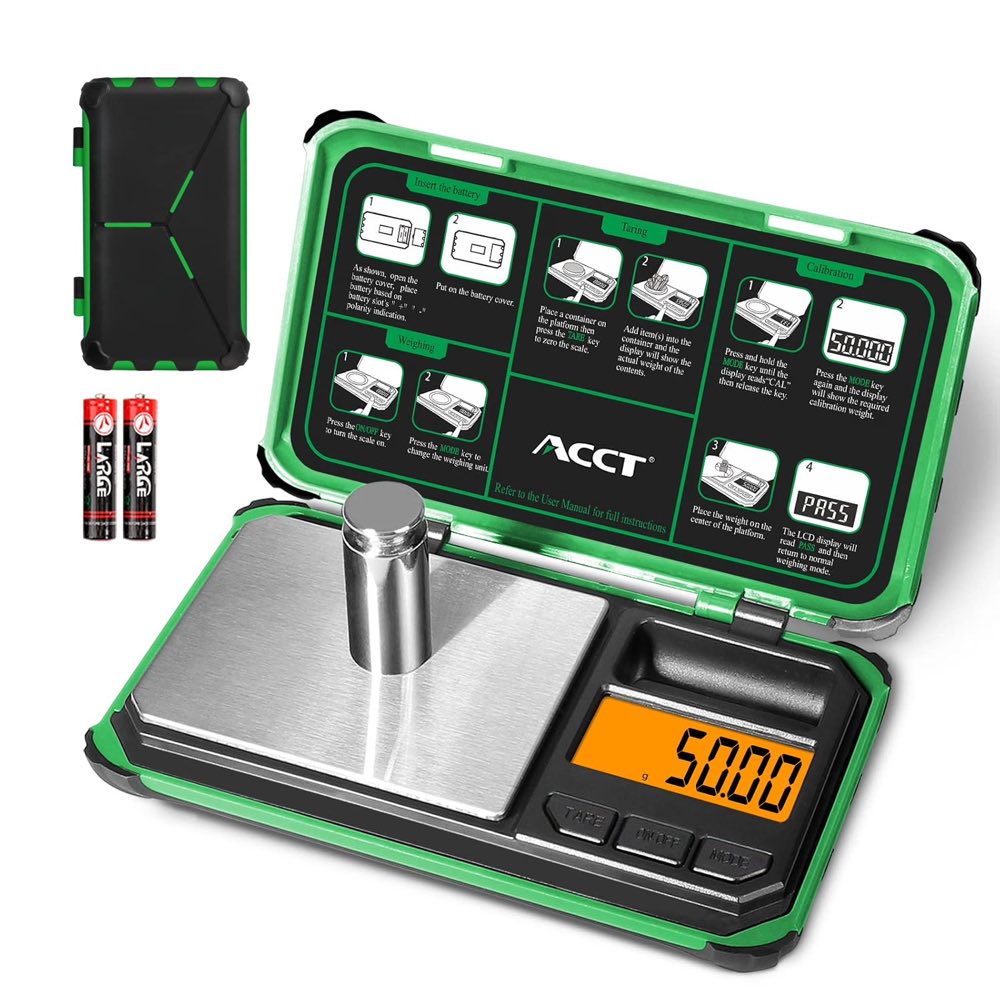 ACCT Präzisions-Taschenwaage, 200 g x 0,01 g, Schmuck-Grammwaage, LCD-Display, Umrechnung