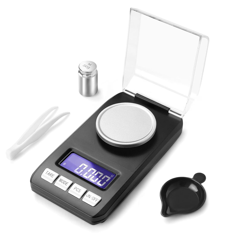 Muaket 0.001g/50g Feinwaage, mg Waage mit 6 Gewichtseinheiten und TARE Funktion