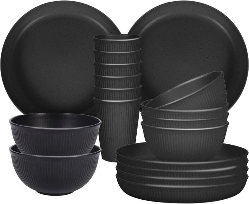 Sagiterra Picknick-Geschirrset 18-teilig, Schwarz