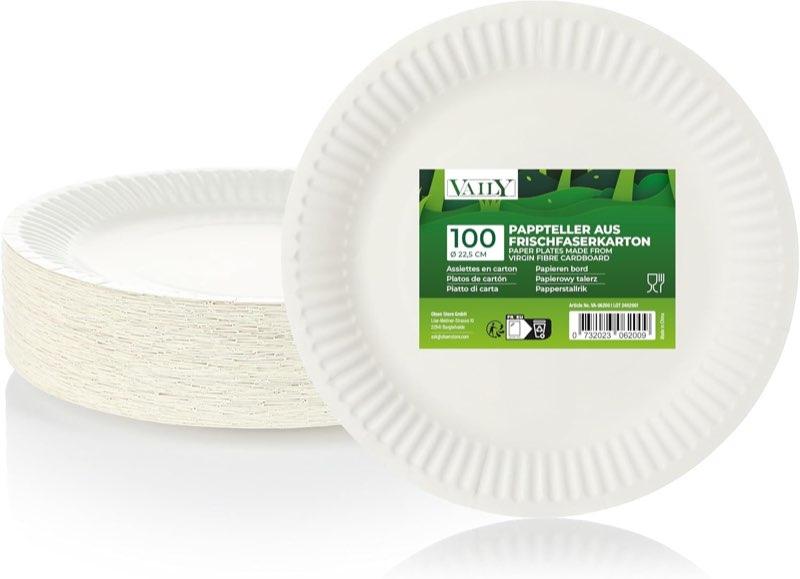 Vaily Pappteller rund 22,5 cm, 100 Stück