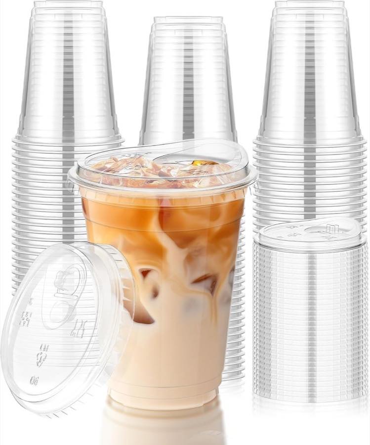 KesaPlan ZKDE-5-NEW PET-Becher 480 ml mit Deckel, 100 Stück