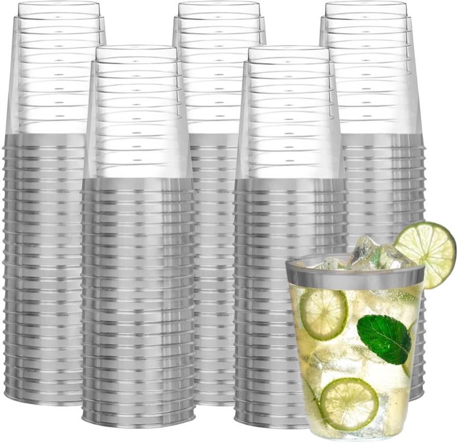 ZkateTrade Becher mit Silberrand, 50 Stück