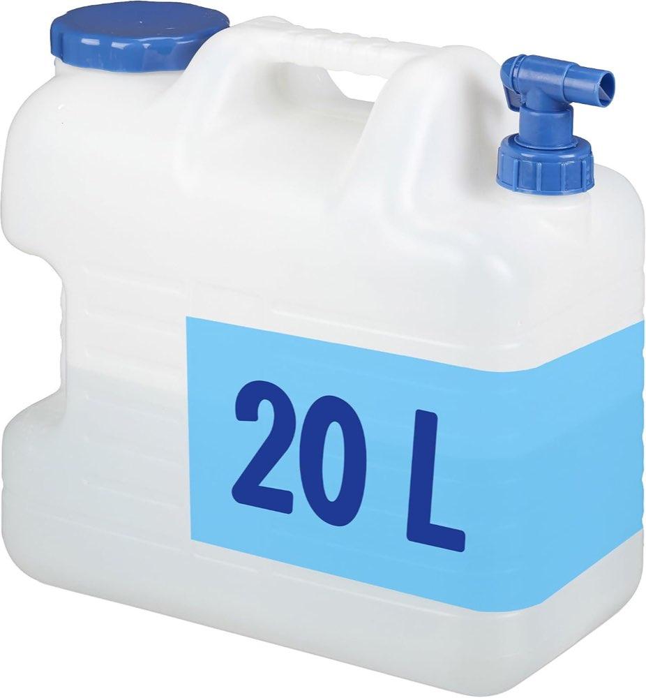 Relaxdays 20-L-Wasserkanister mit Ablasshahn, Weiß