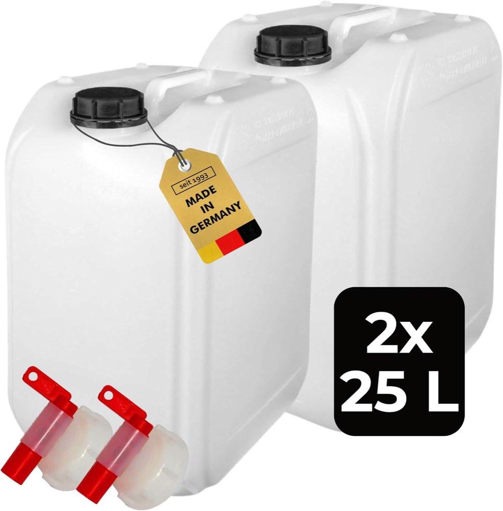 ABACUS 2 x 25-Liter-Wasserkanister mit Auslaufhahn DIN 61