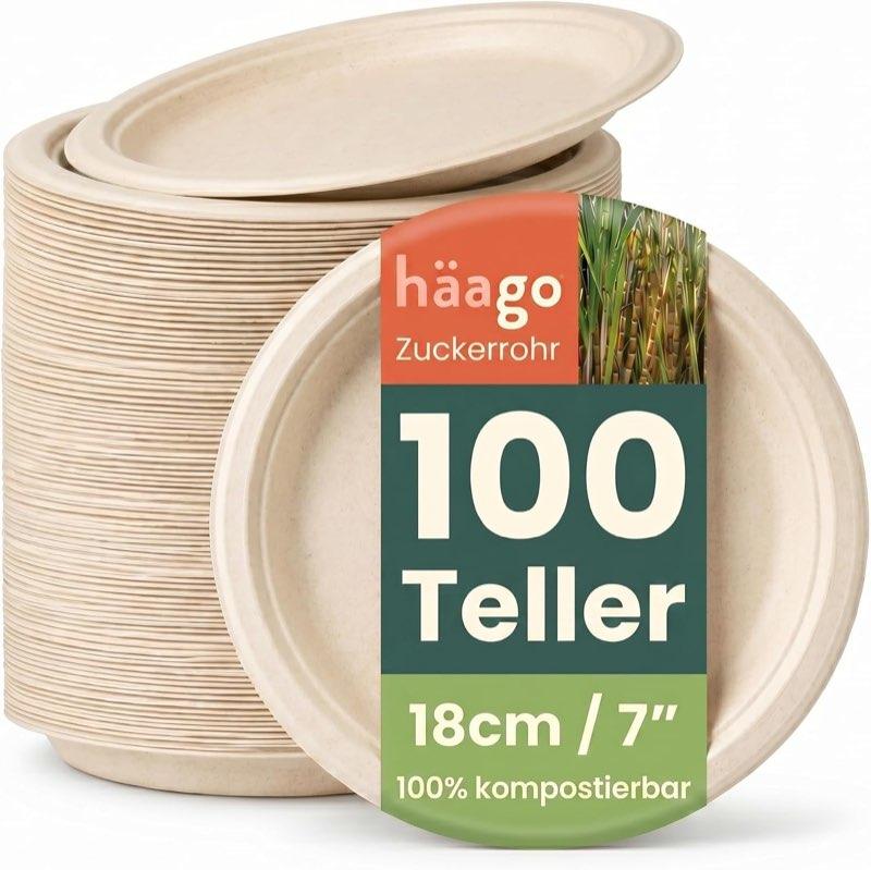 HAAGO HAAGO 100 Zuckerrohr Teller, 18 cm, Dessertteller