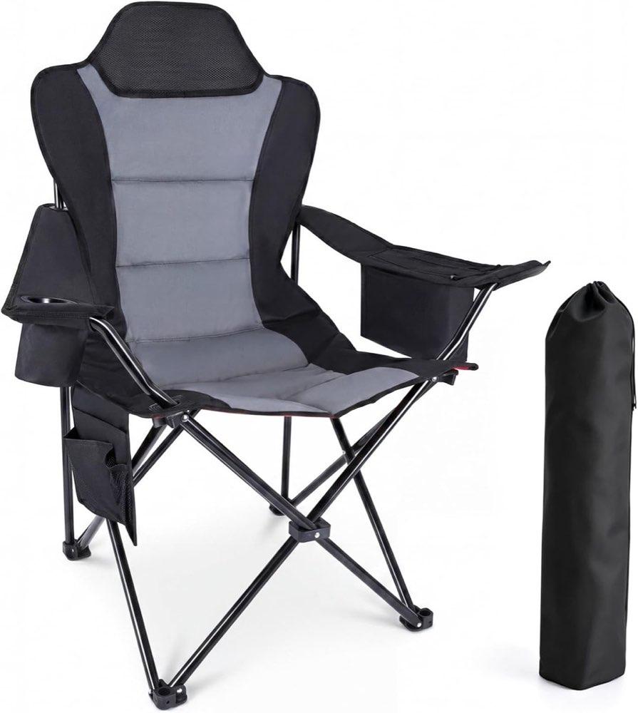Yeaupe Pro Campingstuhl, schwarz-grau
