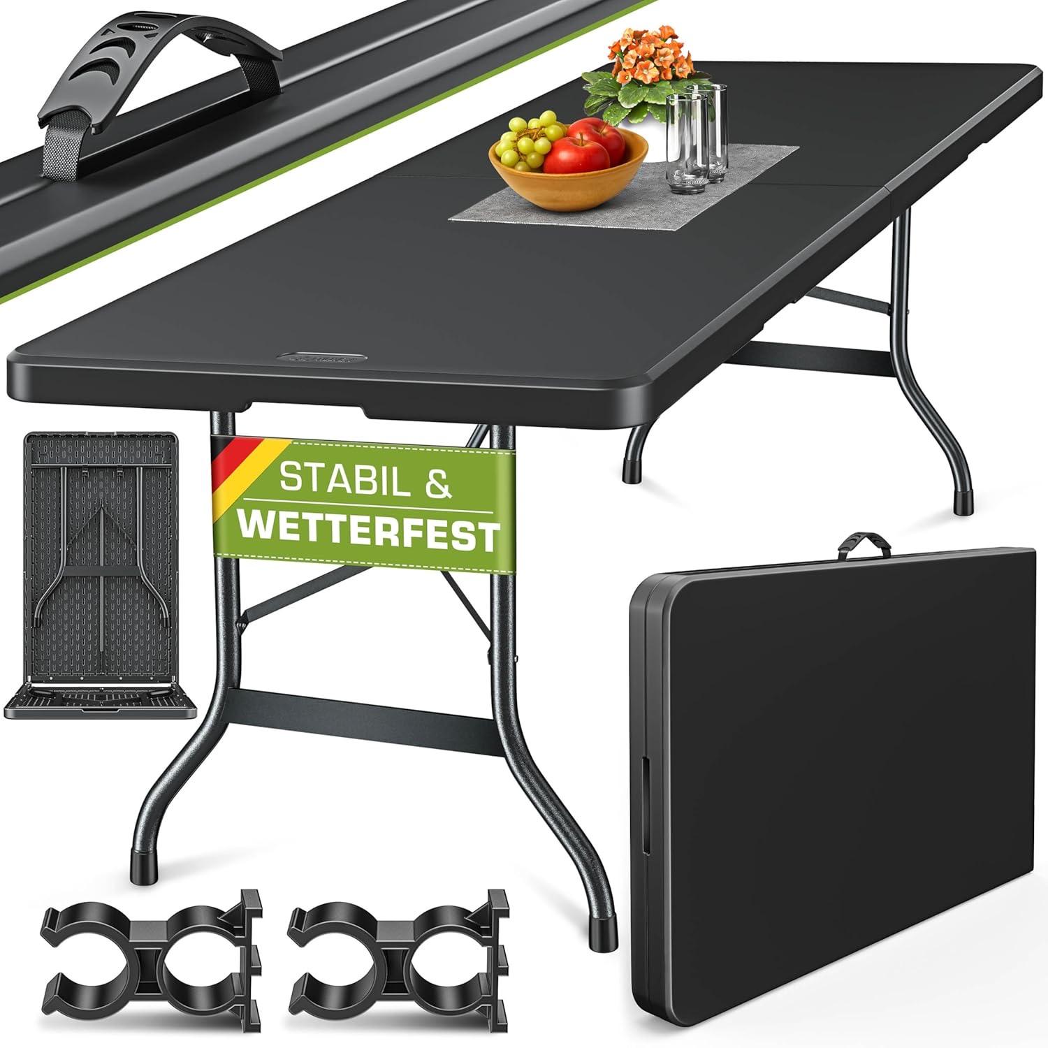 tillvex Klapptisch 180 × 75 cm, schwarz