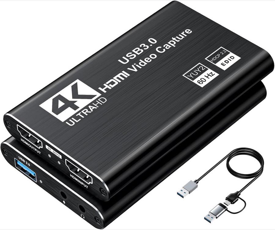 XIIXMASK Video-Capture-Karte, USB 3.0 Capture Card 4K HDMI Loop-Out, 1080P 60FPS/2K 30FPS Videospiel-Capture für Streaming