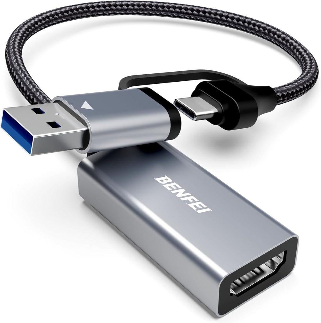 BENFEI Capture Card, Full HD 1080P 60FPS Video Grabber für Gaming Rekorder Livestreaming, kompatibel mit Switch PS5 PS4 Xbox TV Stick