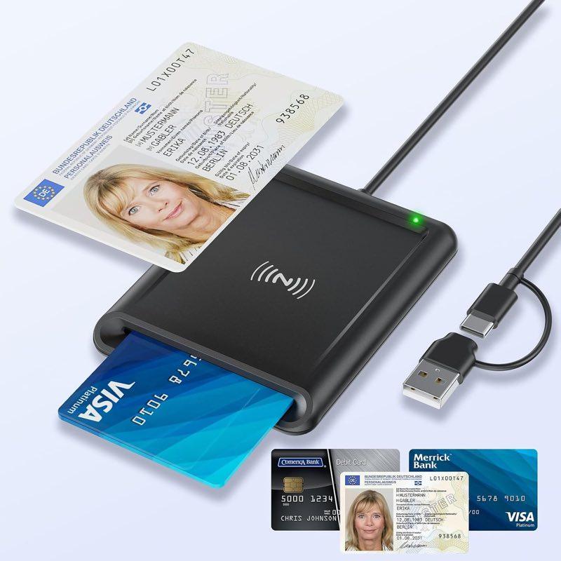 Quanlex Chipkartenleser mit NFC, USB-A und USB-C