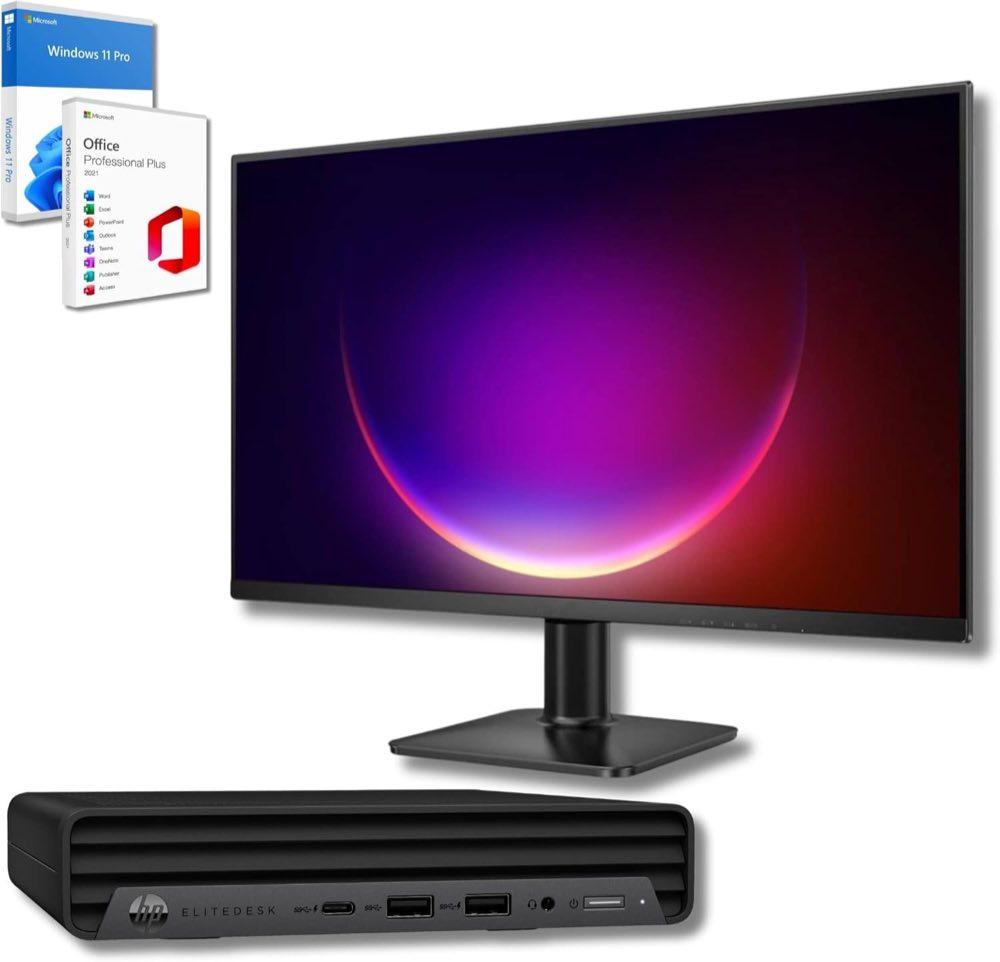 HP EliteDesk 600 G6 Mini mit 27-Zoll-Monitor