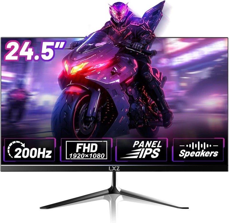 LXZ 24.5 Zoll Gaming Monitor 200Hz, FHD 1920x1080 PC Bildschirm, IPS-Panel 1ms, Integrierte Lautsprecher, DP/HDMI, Eye Care, Wall Mount Compatible