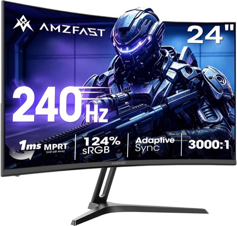 Amzfast 24 Zoll Curved Gaming Monitor 240 Hz