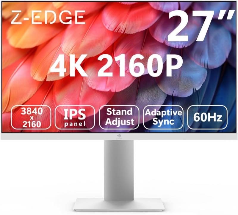 Z-Edge 27 Zoll 4K Monitor UHD 3840x2160 IPS 60Hz Höhenverstellbar Weiß