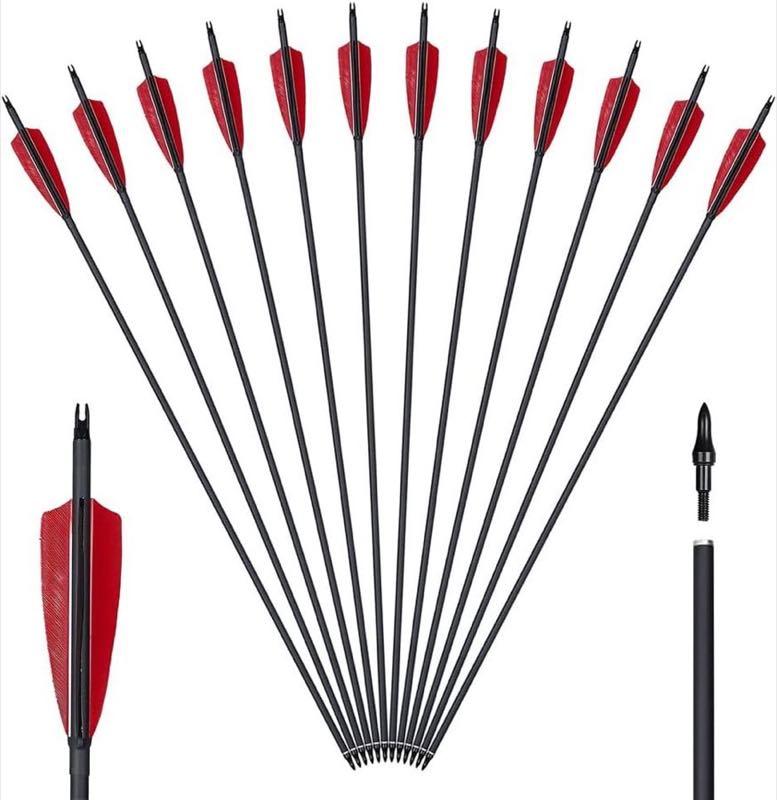 Huntingdoor 12er Pack 30 Zoll Pfeile Jagdpfeile mit Vanes und drehbare Nocken Pfeile für bogenschießen für Recurvebogen Compoundbogen Langb…