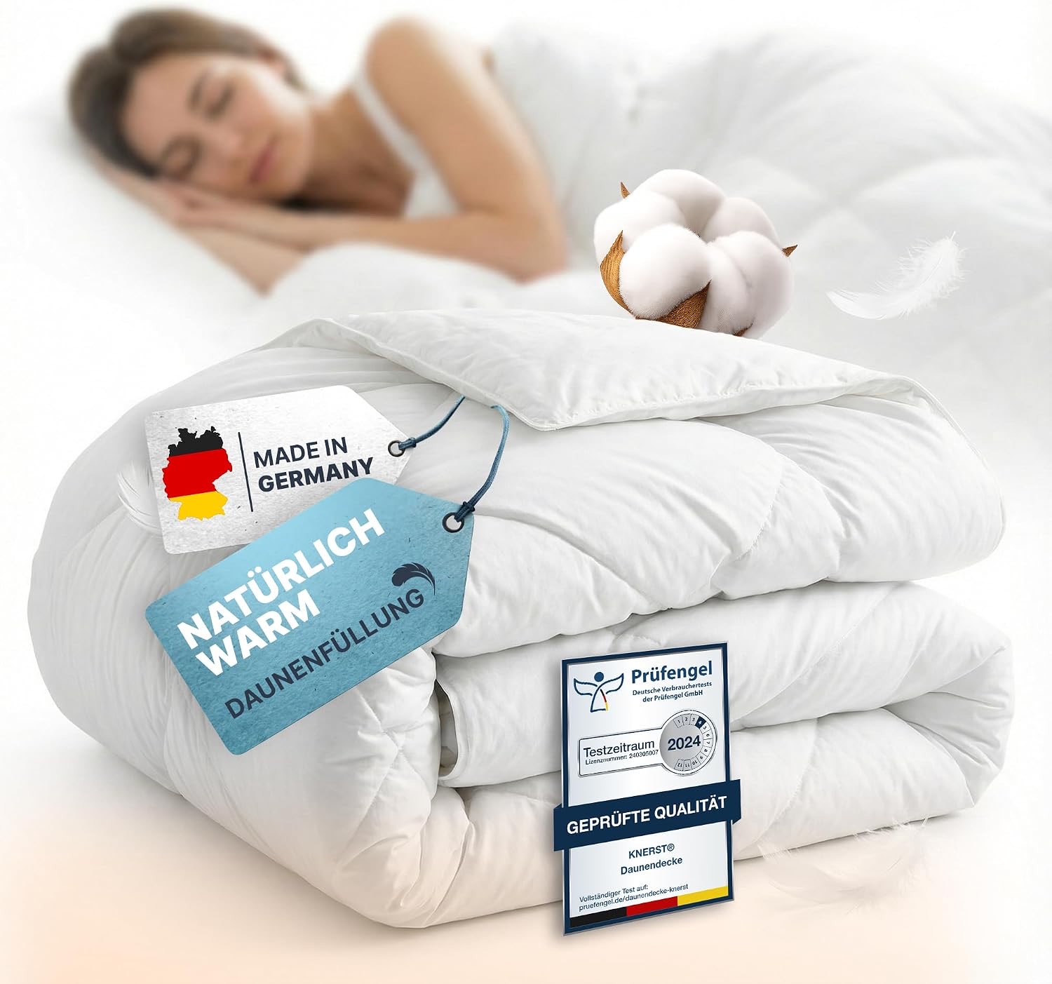 KNERST Winter Federbettdecke 135×200, Made in Germany, extra warm