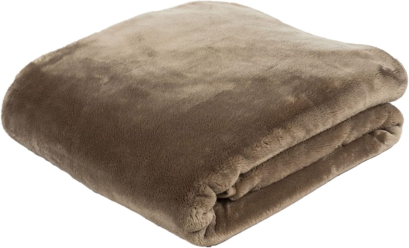 Gözze - Premium Cashmere-Feeling Wohn- und Kuscheldecke, 500 g/m², 180 x 220 cm - Taupe