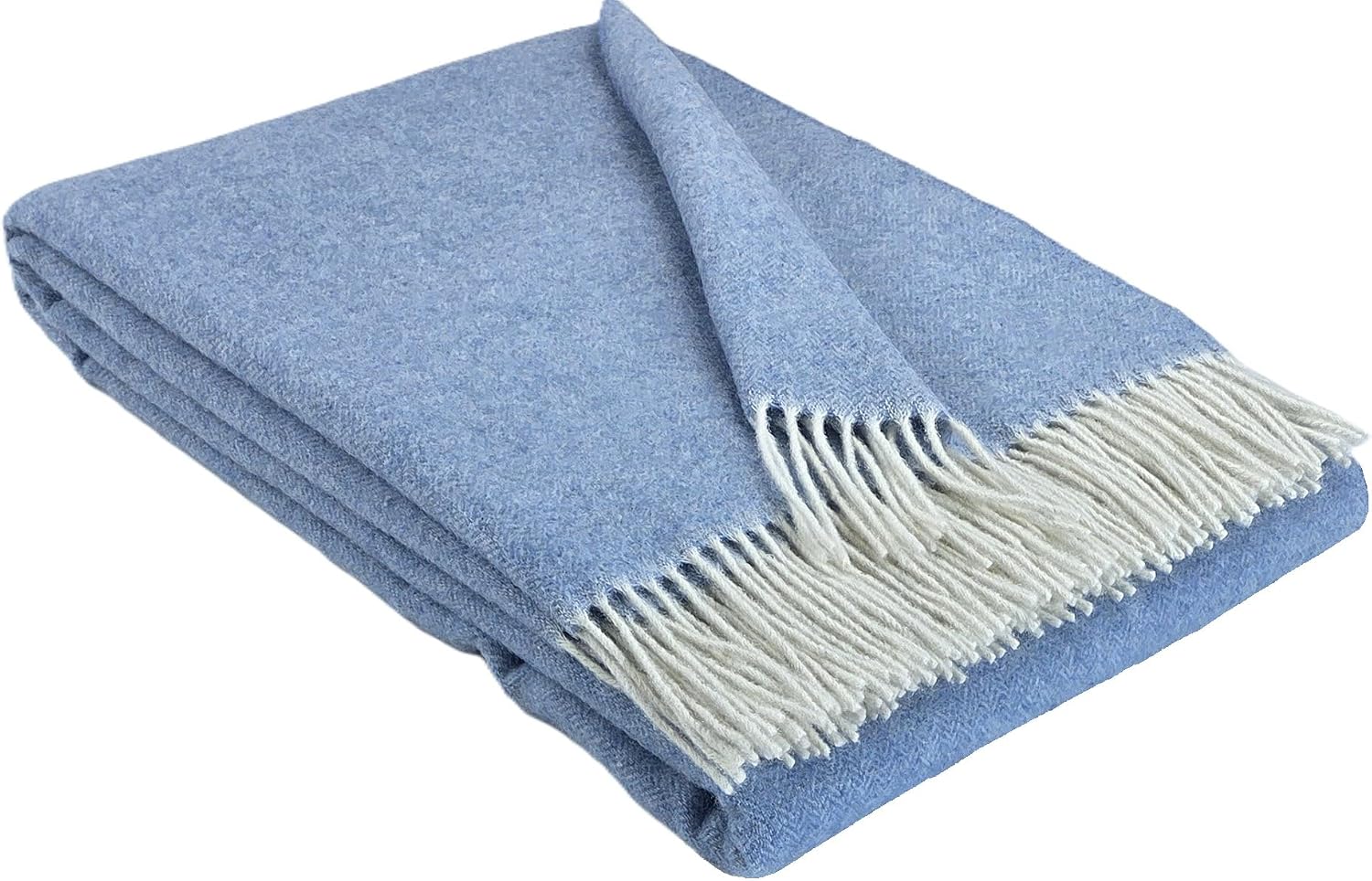 Kaschmir Decke Wolldecke Wohndecke 100% Wolle - Kaschmir - Mix 140 x 200 cm sehr weiches Plaid Kuscheldecke Faro (A Hellblau)