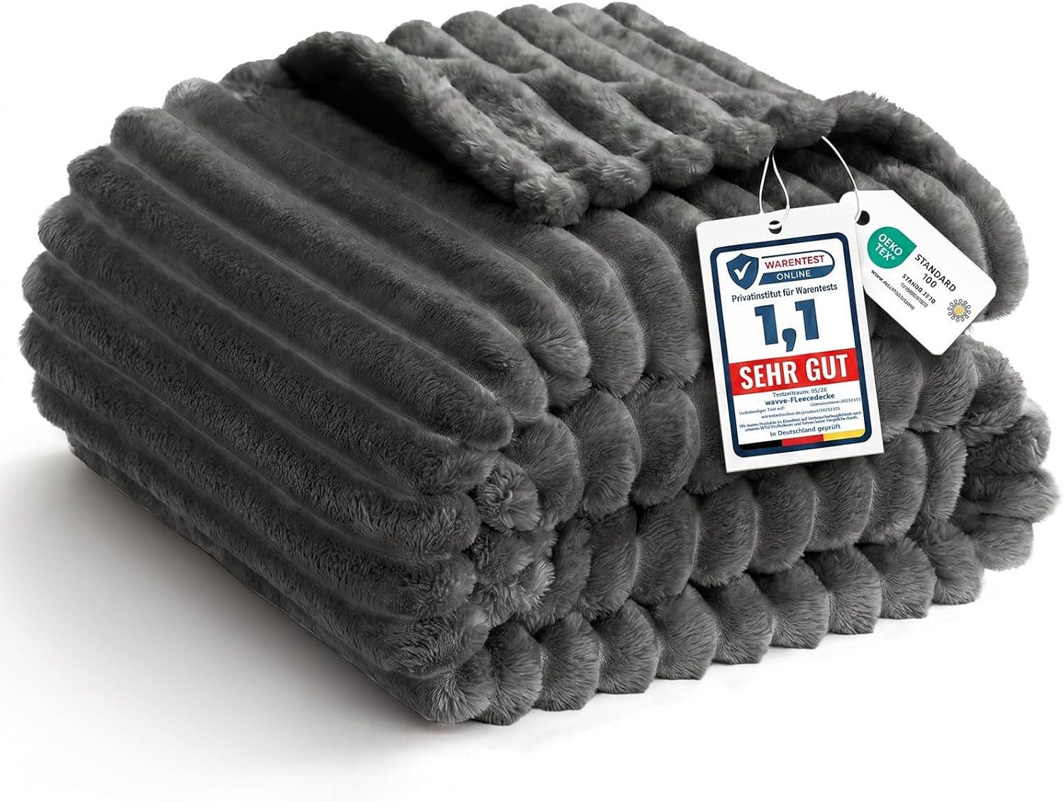 WAVVE Flanell-Fleece 150×200 Grau