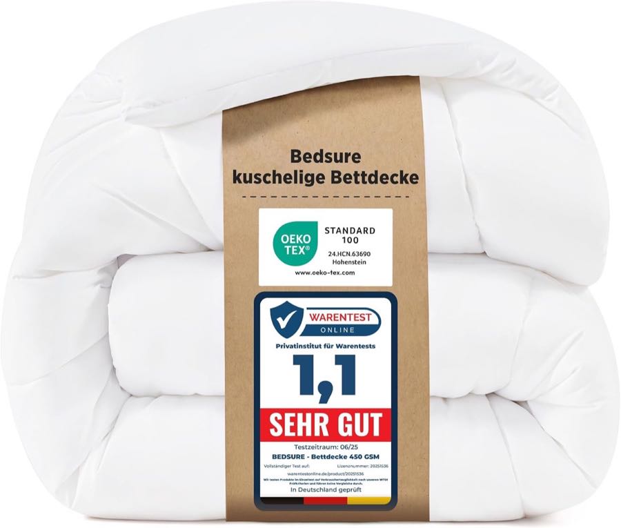 BEDSURE BEDSURE Bettdecke 135x200 Winterdecke 450gsm - Warm Winterdecke 135 x 200 cm für Winter, 200x135 Waschbar Dicke Winterbettdecke, Weiß
