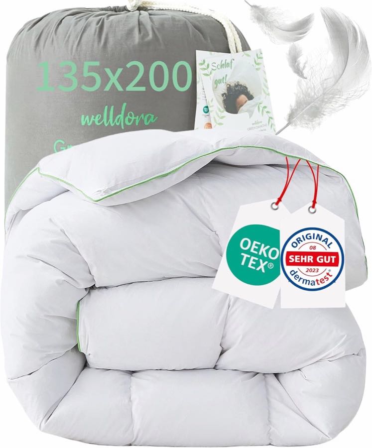 Welldora Welldora Komfort Bettdecke 135x200 Winter | Extraweiche Federn & Daunen