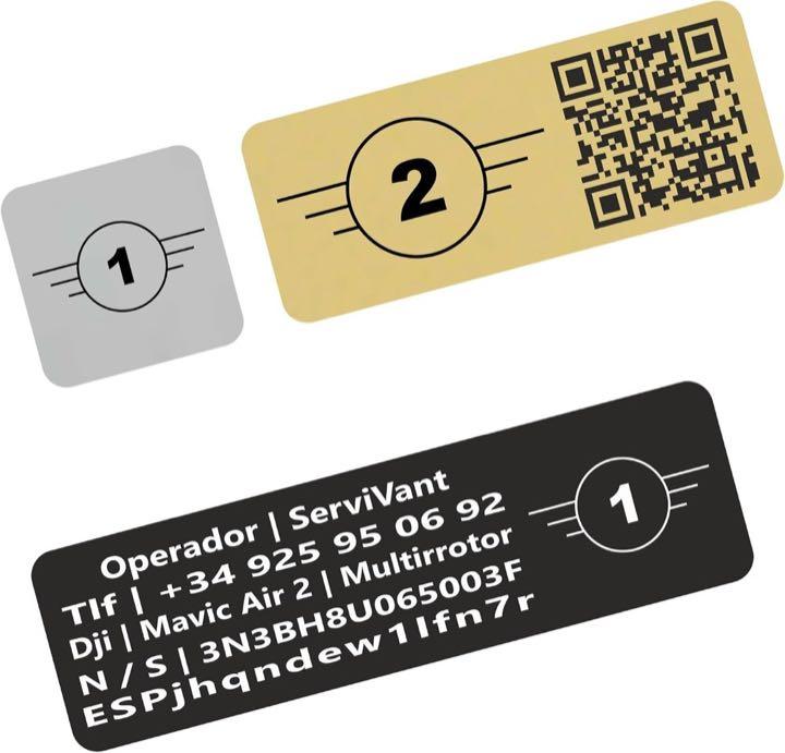 SERVIVANT Drohnen-Kennzeichen Aluminium, individuell graviert, 1 Stück