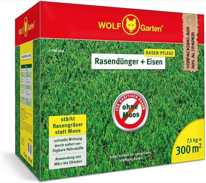 WOLF Garten Rasendünger plus Eisen L-PM 300 · 7,5 kg
