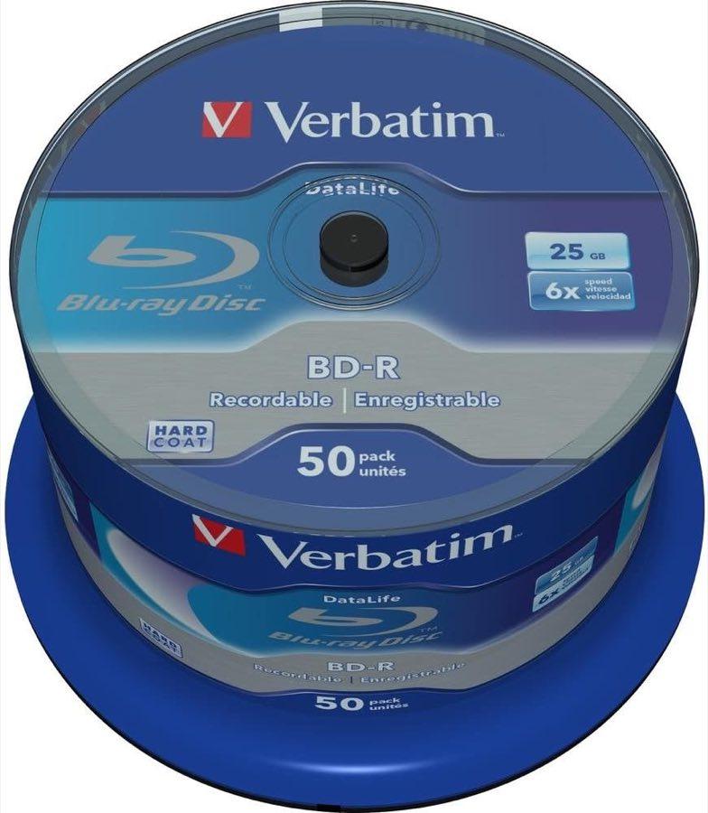 Verbatim BD-R SL Datalife 25 GB, 50er Spindel, Kratzschutz