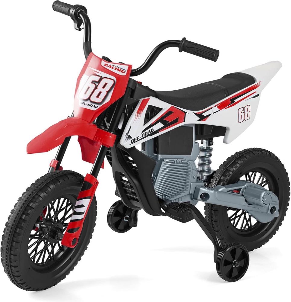 COSTWAY COSTWAY 12V Kinder Motorrad mit Fußpedalen und abnehmbaren Stützrädern