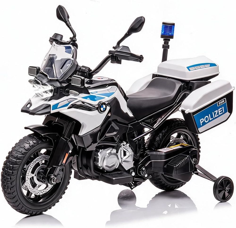 GarveeTech 12V Polizei-Elektromotorrad mit Stützrädern