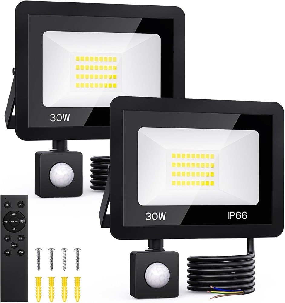 FGRYB 30 W LED-Strahler 2er-Set mit Fernbedienung