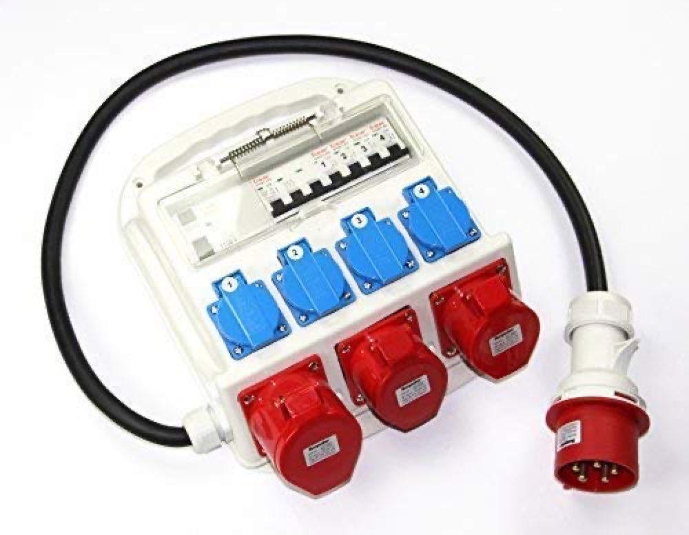 Baustromverteiler Testsieger – solartronics Mobilverteiler 32 A, FI 30 mA, 4×230 V