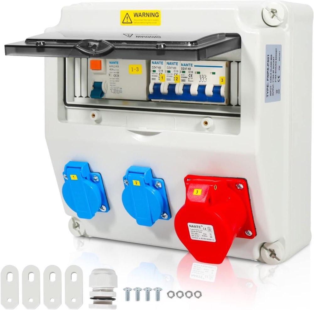 Fiqops Baustromverteiler 16 A mit FI, IP44